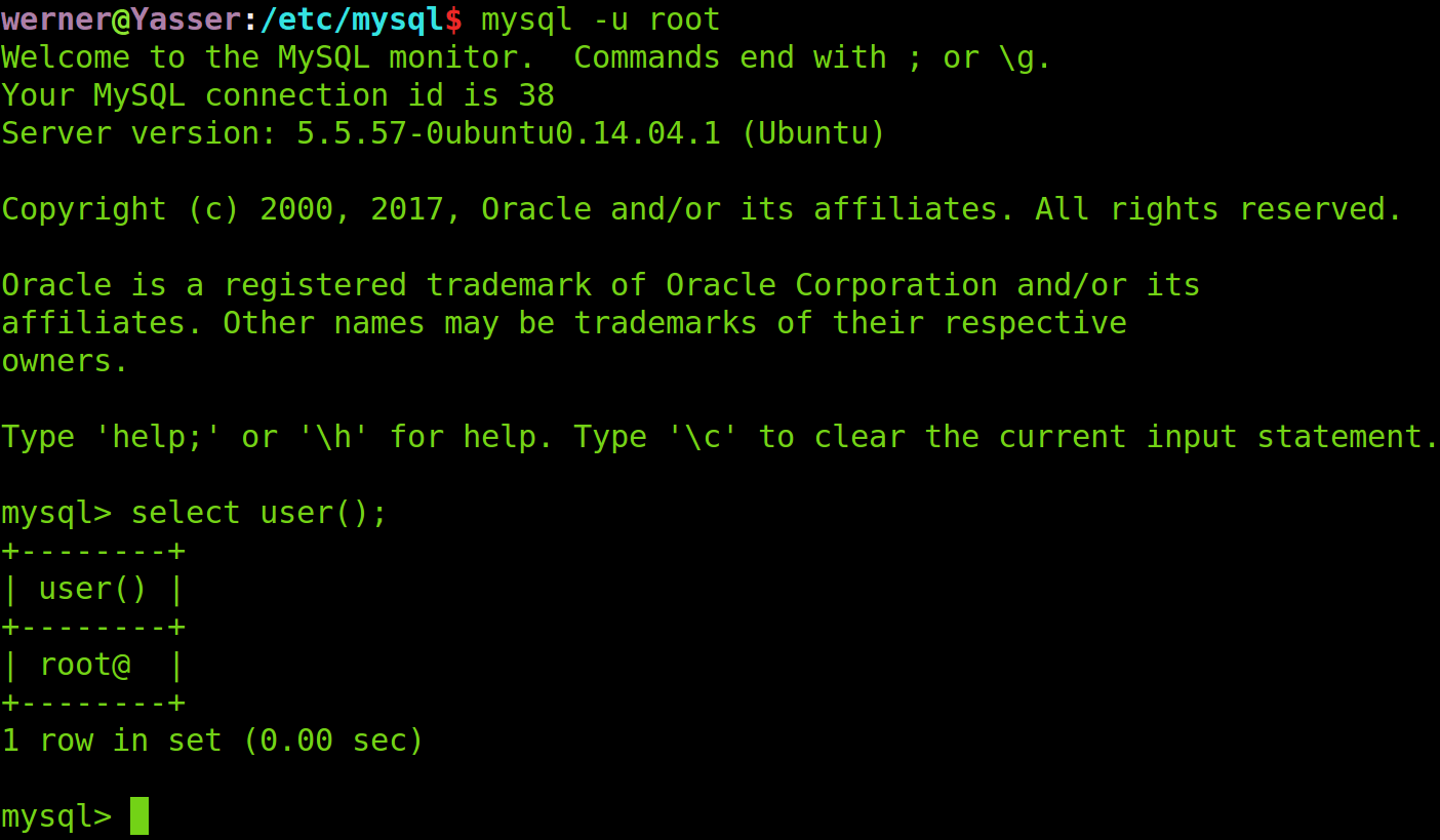 无密码登录Mysql